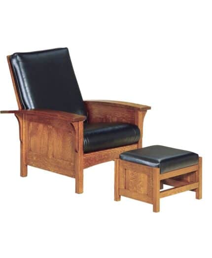 Amish Bow Arm Panel Morris Chair with Optional Footstool