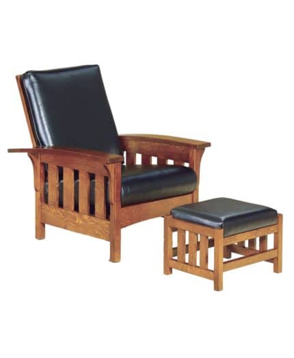Amish Bow Arm Slat Morris Chair with Optional Footstool