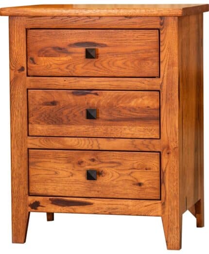 Ridgecrest Flush Mission 3 Drawer Nightstand [Shown in Hickory with a Golden Harvest stain]