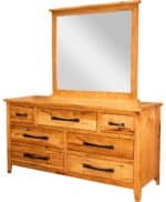 Amish Ridgecrest Flush Mission 7 Drawer Dresser [Shown in Rustic Hickory with a Golden Harvest Finish]