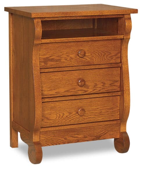 Old Classic Sleigh 3 Drawer Nightstand with Opening