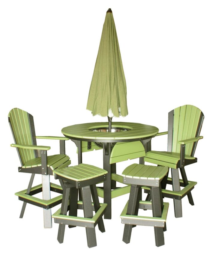 Amish Poly 48" Round Party Bar Table [Set shown in Black and Lime]