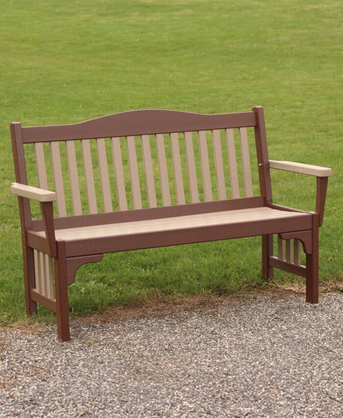 Amish Poly 5' Mission Park Bench [Shown in Tudor Brown and Weatherwood]