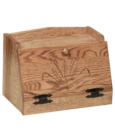 Amish Bread Box with Wheat Carvign [Oak]