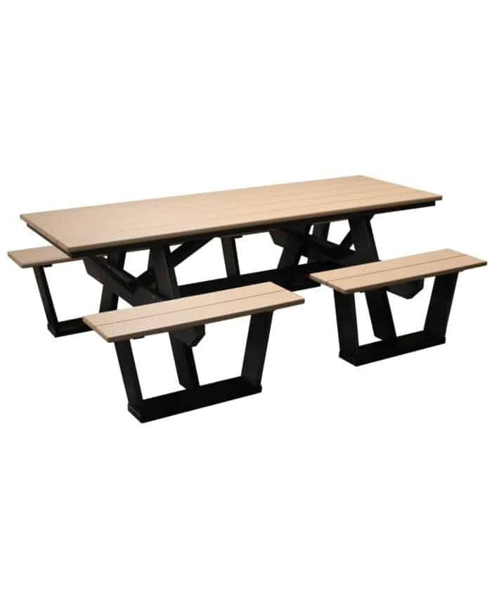 Poly 7' Split Bench Picnic Table [Shown in Black and Weatherwood]