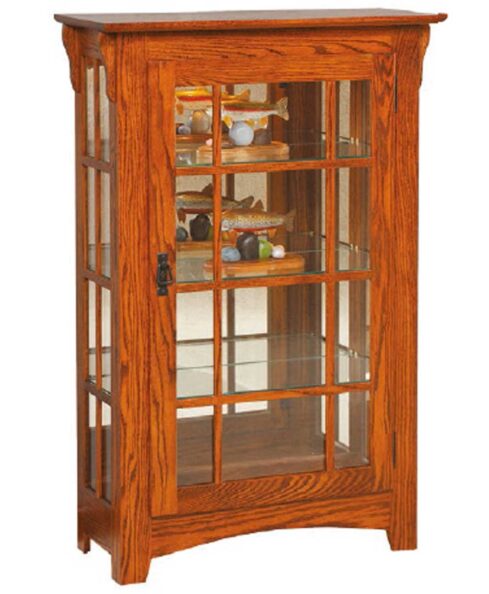 Small Mission Single Door with Mullion Sides Curio