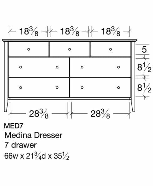 Medina 7 Drawer Amish Dresser [MED7 Dimensions]