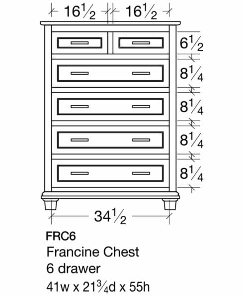 Francine 6 Drawer Chest [FRC6 Dimensions]