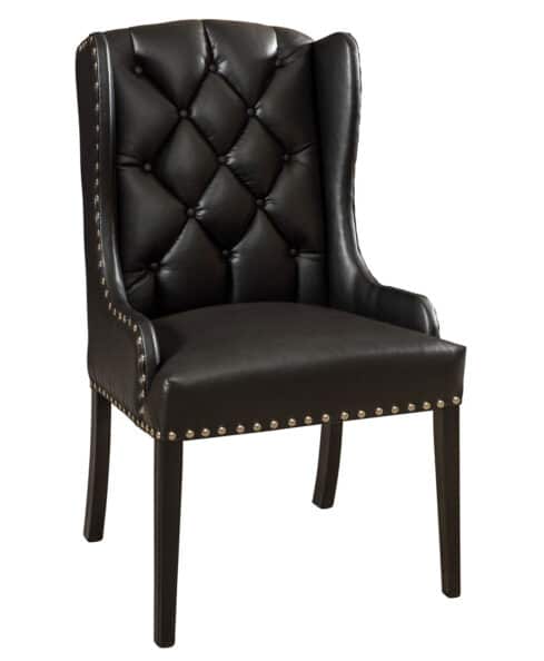 Bradshaw Amish Accent Chair [Black Genuine Leather with Pewter Nail Heads]