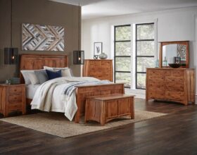 Amish made Boulder Creek Bedroom Collection [Shown in Rustic Hickory with a Golden Harvest stain]