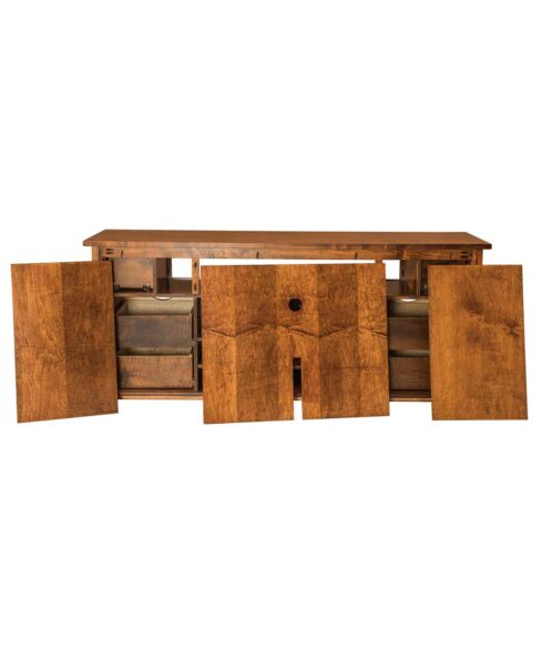 Teton TV Stand with Sliding Barn Wood Door [Removable Back Panels]