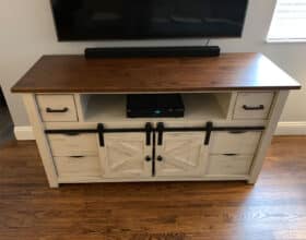 Teton Barnwood Sliding Door TV Stand [Customer's / Amish Direct Furniture]