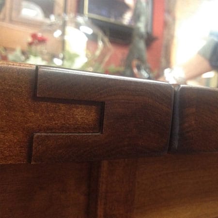 This photo is the result of too low humidity on a plank top table. [Amish Direct Furniture]