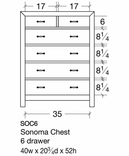 Sonoma 6 Drawer Chest [SOC6 Dimensions]
