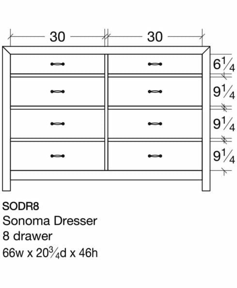 Sonoma 8 Drawer Dresser [SODR8 Dimensions]