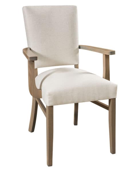 Warner Dining Chair [Arm Chair. Shown in Red Oak with FC 15443 Windswept stain. Seat shown in R1-12 Mayo fabric.]