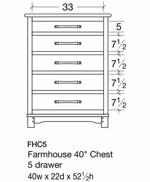 Farmhouse 5 Drawer Chest [FHC5 Dimensions]