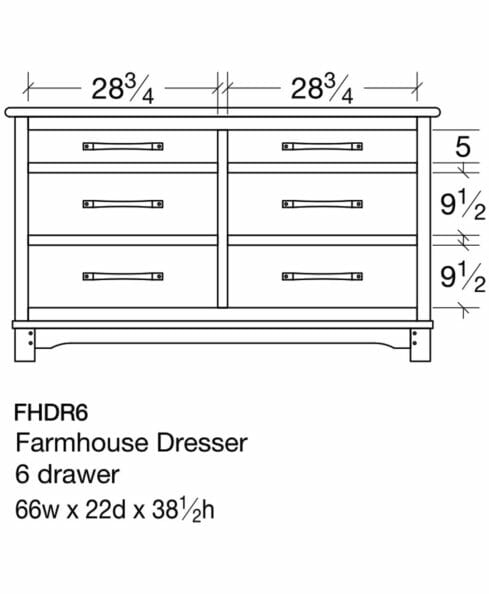 Farmhouse 6 Drawer Dresser [FHDR6 Dimensions]