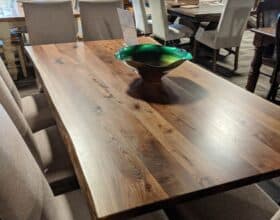 Amish made Xavier Live Edge Table and Sheldon Chairs [Amish Direct Furniture]