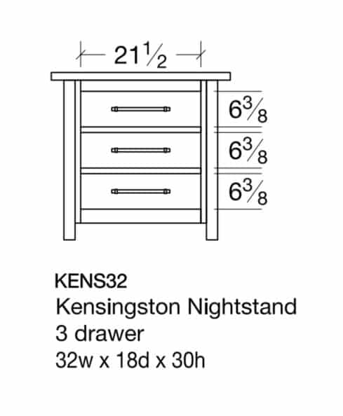 Kensington 3 Drawer Nightstand [Dimensions]
