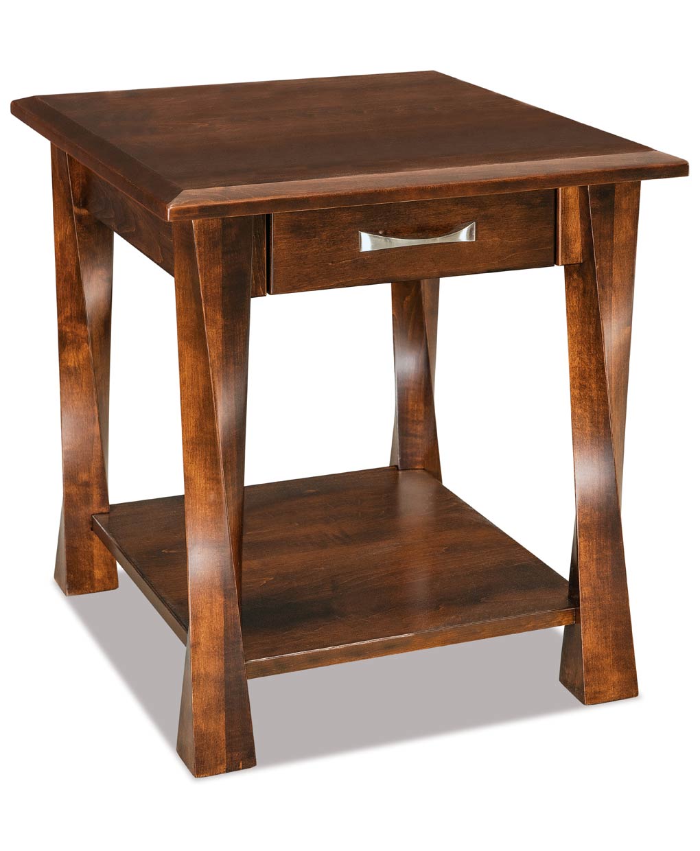 Amish made Lexington Arc Open End Table with Drawer [FVET-LA]