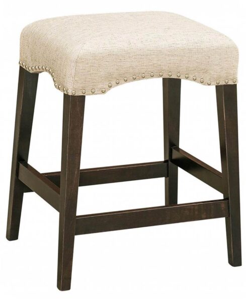Amish made Allerton Barstool [Shown in Brown Maple with Onyx Stain and 28-23 Rink Fabric with Nickel Tacks]