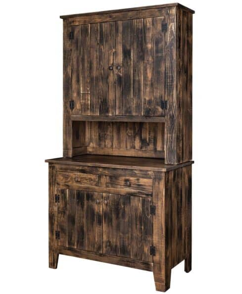 Amish made Goldmine Pine Granny Hutch. Crafted from solid pine with antique paint finish.