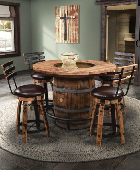 Amish made Rustic Barrel Table Set