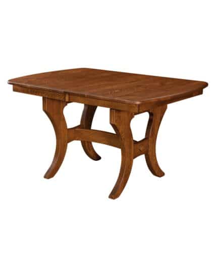 Add the beautiful curves of the Amish made Mini Jessica Trestle Table to your home.