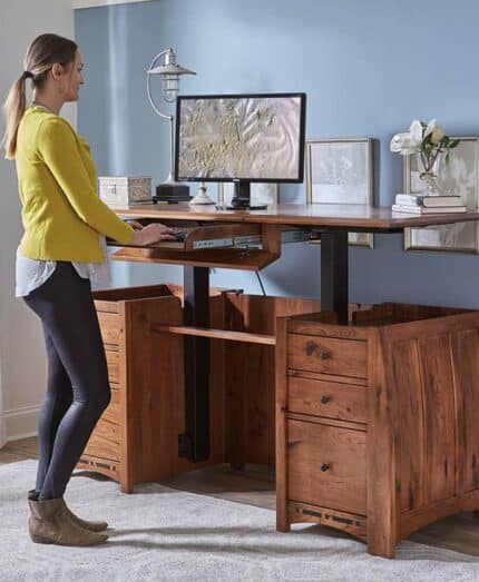 Amish Boulder Creek Sit-to-Stand Desk with Lift Up [FVD-3371-BC_SS]