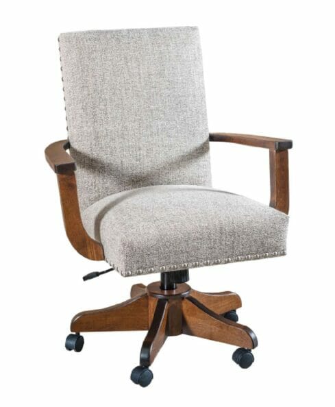 Amish Corbin Office Chair [Shown in Brown Maple with an Asbury finish and C2-6 Normal Crypton Fabric and 5/8" Pewter nail heads]