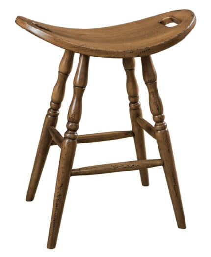 Saddle Amish Bar Stool [shown in Brown Maple with Weathered Distressed Log stain.]