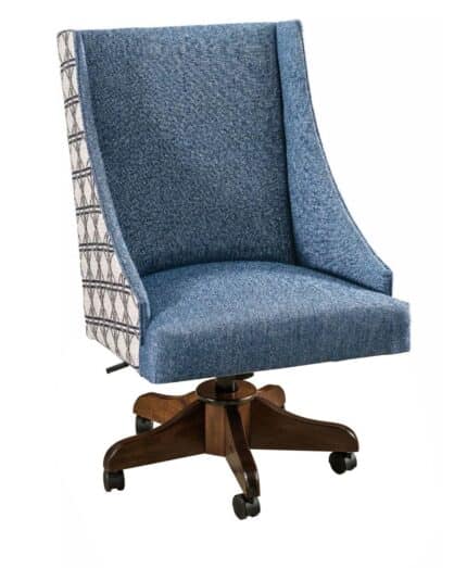 Amish Bristow Upholstered Office Chair [Brown Maple with Ebony stain. Kevco desk chair base. Seat shown in C2-35 fabric on front and R1-48 Chambrey fabric on back]