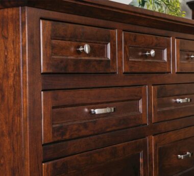 5 piece panel drawer fronts are a key feature of the Lincoln Amish Bedroom Collection
