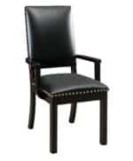 Lynbrook Upholstered Arm Chair [Brown Maple with Ebony stain. Seats Chesterfield Black Leather with 5/8" Nickel Nailhead.]