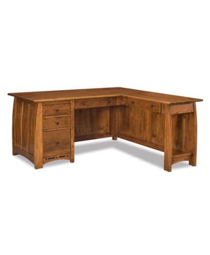 Amish Boulder Creek 5 Drawer L-Desk with Finished Back [FVD-6660L-BC]