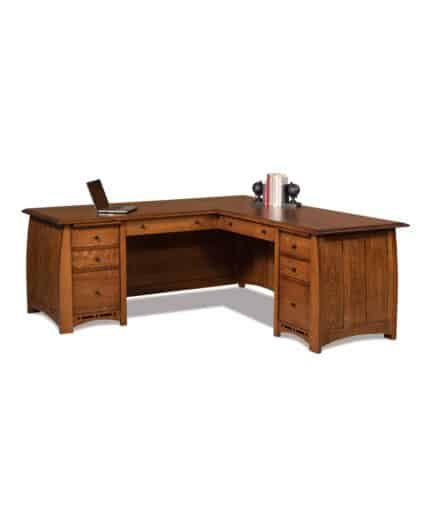 Amish Boulder Creek 8 Drawer L-Desk [FVD-7878L-BC-2PC]