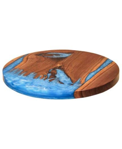 17" Round Lazy Susan in Natural Black Walnut with Blue River Epoxy [L012491]