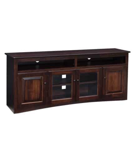 Economy 4-Door TV Stand (Quick Ship) [Brown Maple with a OCS-122 Cocoa Finish]