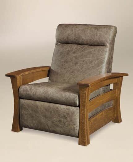 Amish Barrington Chair Recliner [Quartersawn White Oak with Genuine Leather Mushroom seat and back]