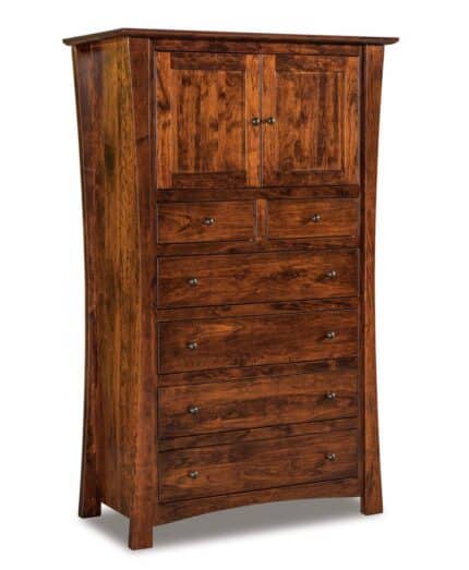 Amish Matison Chest Armoire [Sap Cherry with a Burnt Umber finish]