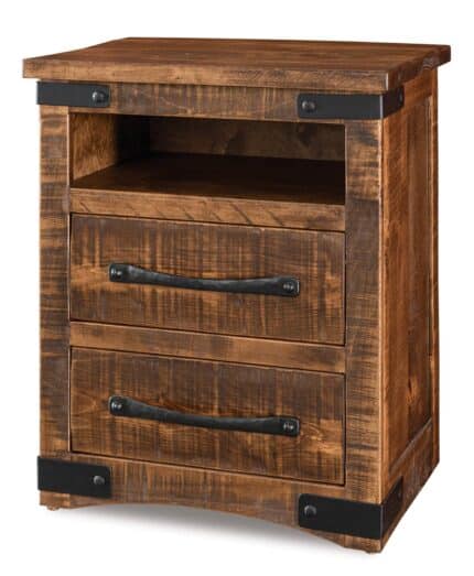 Amish Orewood 2 Drawer Nightstand with Opening