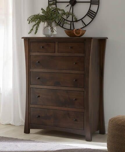 Amish Matison 6 Drawer Chest [Shown in Rustic Hickory with a Charwood finish]