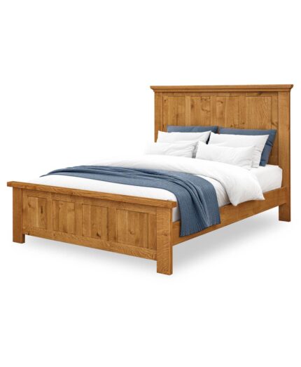 Canton Panel Bed [W-06-21] Shown with high footboard in Rustic Quartersawn White Oak with a Medium Walnut Finish