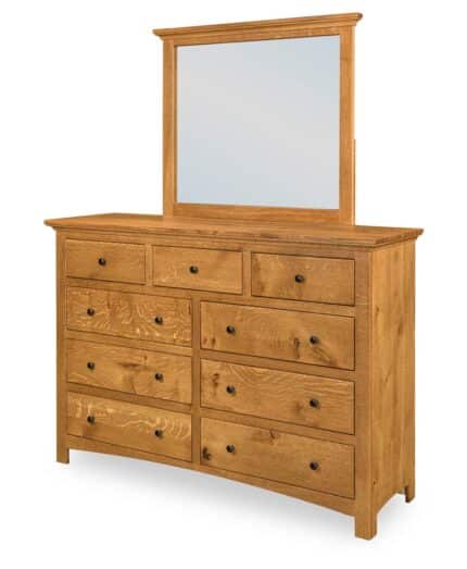 Canton 9 Drawer Dresser [W-0333] Shown in Rustic Quartersawn White Oak with a Medium Walnut Finish
