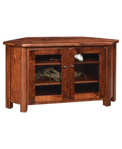 Amish Barn Floor Corner TV Stand [Shown in Rustic Cherry with a Michael's Cherry finish]