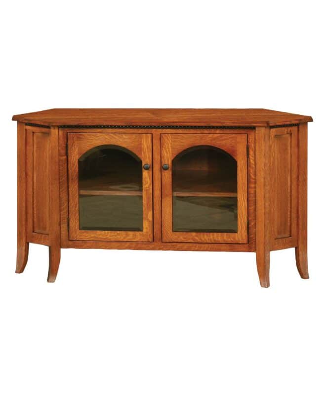 Amish Bunker Hill Corner TV Stand [Shown in Quartersawn White Oak with a Michael's Cherry finish]