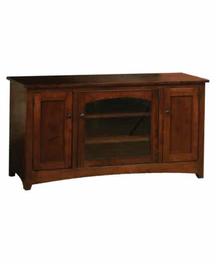 Amish Modern Shaker 60" TV Stand on Casters [Shown in Brown Maple with a Old Museum finish]