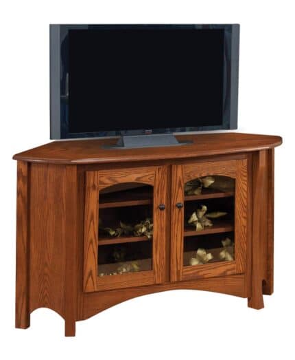 Amish Master 53" Corner TV Stand [Shown in Red Oak with a Michael's Cherry finish]