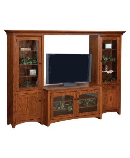 Amish Modern Shaker 4-Piece Wall Unit [Shown in Red Oak with a Michael's Cherry finish]